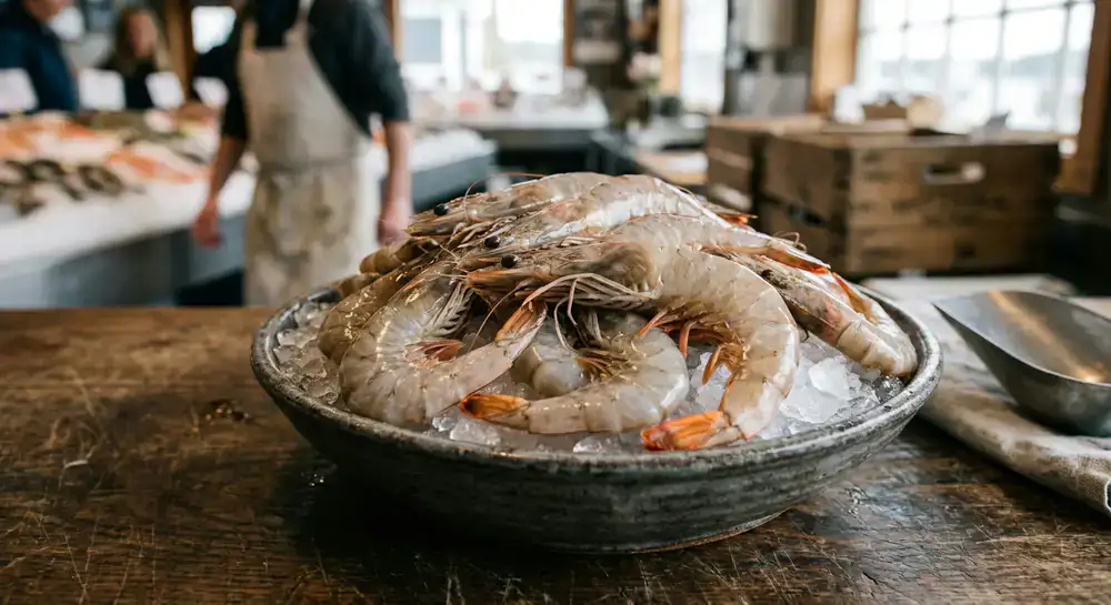 Fresh jumbo market shrimp