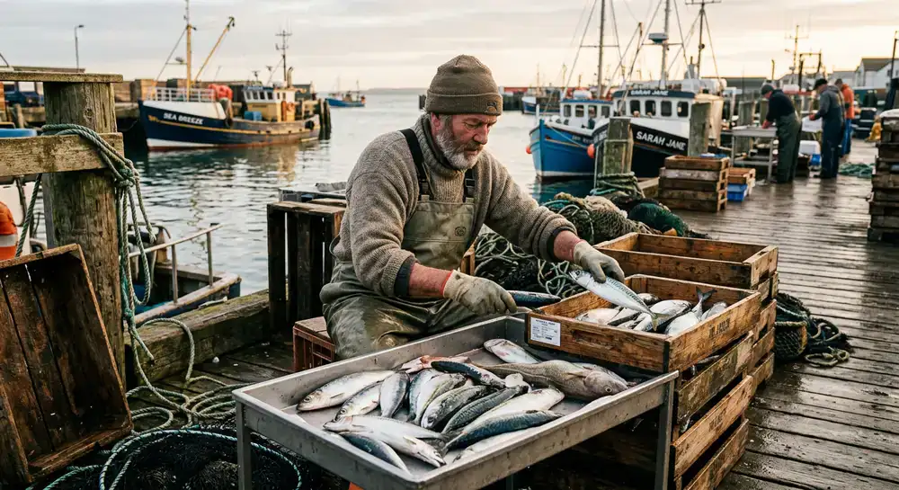 Local fisher sorting the morning catch